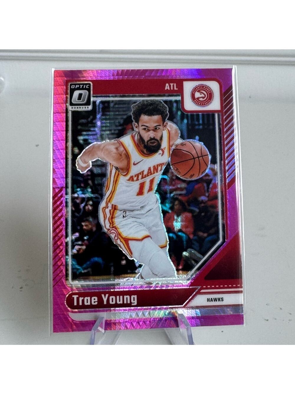 2024 2025 Panini Donruss Optic Prizm Trae Young Pink Wave Mint condition